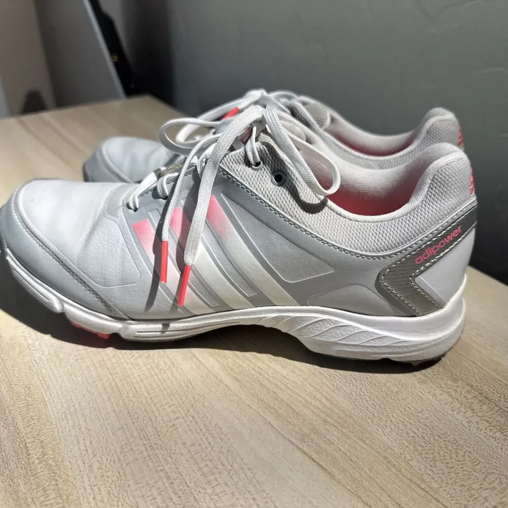 Adidas Shoes Womens 8 FitFoam Traxion Golf Cleats Sneakers Gray Pink Lace Up